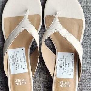 Eileen Fisher White and Tan Sandals
